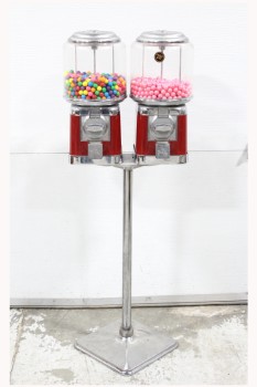 Vending, Misc, DOUBLE GUMBALL DISPENSER, CANDY OPERATED SNACK/CANDY VENDER, OLD STYLE LOOK W/11x11