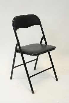 Chair, Folding, BLACK VINYL SEAT/BACK, METAL, BLACK