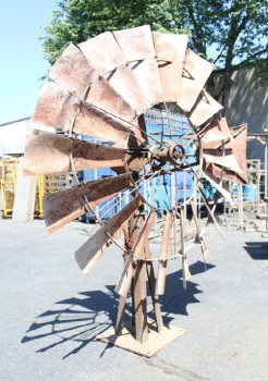 Yard, Miscellaneous, OVER 7FT TALL FREESTANDING WINDMILL W/TAIL, RUSTIC, DISTRESSED, AGED - Stored In Yard, Condition May Not Be Identical To Photo, METAL, RUST