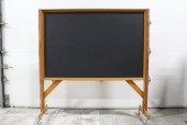 Board, Chalkboard, 1 SIDE BLACKBOARD, 1 SIDE CORK, ROLLING, WOOD, BROWN