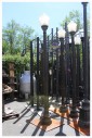 APPROX. 12FT, STRAIGHT, FLUTED, STREET LIGHT/LAMP POLE, SINGLE LIGHT W/TEXTURED PLASTIC GLOBE, SQUARED WOOD BASE, Lighting & Candles