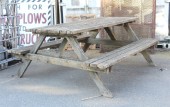 Table, Picnic, 6FT, STANDARD OUTDOOR, PUBLIC COMMERCIAL OR RESIDENTIAL, UNSTAINED WOOD, SLAT CONSTRUCTION - Stored In Yard, Condition Not Identical To Photo, WOOD, BROWN