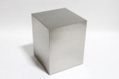 Table, Side, MODERN, BRUSHED FINISH, PLAIN CUBE, END TABLE OR DISPLAY PLINTH, STAINLESS STEEL, SILVER