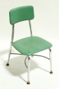 Chair, Child's, VINTAGE, SMALL, KID SIZE, PLAIN SEAT & BACK, METAL LEGS, SCHOOL / DAYCARE ETC., STACKABLE, PLASTIC, GREEN