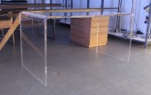 Desk, Misc, TRANSPARENT GHOST DESK / TABLE W/ROUNDED WATERFALL EDGE, ACRYLIC, CLEAR