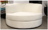 Chair, Lounge, OVERSIZED, ROUND, ACCENT SEATING, BOUCLE UPHOLSTERY, CHANNELED BACK, BOUCLE, WHITE