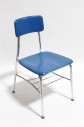 Chair, Stackable, VINTAGE, PLAIN SEAT & BACK, METAL LEGS, PLASTIC, BLUE