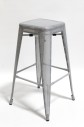 Stool, Square, COUNTER HEIGHT, PERFORATED SEAT & LEGS, IRON POWDER COATED, MODERN INDUSTRIAL STYLE, STACKABLE, METAL, GREY