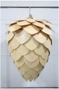 Decorative, Misc, OVERSIZED FAKE PINE CONE, NATURAL FINISH, NOT PAINTED OR STAINED, SHOWN HANGING ON ROLLING RACK FOR SCALE, FRAGILE, WOOD, BROWN