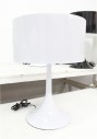 Lighting, Lamp, MODERN, TABLE LAMP W/TULIP BASE, DRUM SHADE, GLOSSY FINISH - Shade Is Included & Specific To This Lamp, METAL, WHITE