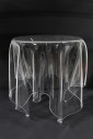 Table, Side, TRANSPARENT, SHAPE OF A TABLECLOTH DRAPED OVER, MOLDED PLASTIC, HAND MADE, ACRYLIC, CLEAR