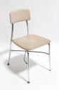 Chair, Stackable, VINTAGE, PLAIN SEAT & BACK, METAL LEGS, PLASTIC, BROWN