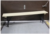 Bench, Misc, 6FT PLAIN BENCH W/FOLDING BLACK METAL LEGS - Multiple Assorted Colours. Can Be Painted. Please Visit VPC To View Colours & Quantities., WOOD, MULTI-COLORED