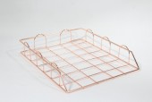 Desktop, Paper Tray, WIRE OUTLINE,SINGLE TRAY, METAL, ROSE GOLD