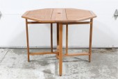 Table, Folding, OCTAGONAL SLAT TOP, FOLDING W/DROP LEAF SIDES, OUTDOOR/PATIO, WOOD, BROWN