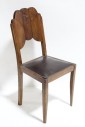 Chair, Dining, OLD STYLE,TACK TRIM SEAT W/DARK PADDING, ROUNDED BACK W/CARVED GRAPES, AGED , WOOD, BROWN