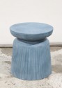 Table, Side, COLUMN / PEDESTAL / PLINTH OR SMALL TABLE / SEAT / STOOL, ROUND TOP W/FLARED FLUTED BASE, HEAVY, INDOOR / OUTDOOR, CEMENT, BLUE