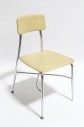 Chair, Stackable, VINTAGE, PLAIN SEAT & BACK, METAL LEGS, PLASTIC, YELLOW