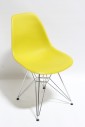 Chair, Side, MODERN STYLE, CURVED MOLDED SEAT, "EIFFEL" STYLE METAL ROD LEGS, NO ARMS, PLASTIC, YELLOW