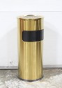 Ashtray, Floor, PUBLIC / OUTDOOR / LOBBY, FREESTANDING CIGARETTE BUTT DISPOSAL & GARBAGE BIN UNIT, BRUSHED FINISH, SIDE CUTOUT W/INNER BUCKET, SMOKING, RUBBISH, STAINLESS STEEL, GOLD