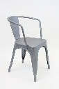 Chair, Cafe, "TOLIX" STYLE MOLDED STEEL W/ARMS, STACKABLE , METAL, GREY