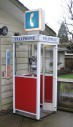 Sign, Telephone, SQUARE SIGN W/WHITE PHONE GRAPHIC ON LIGHT BLUE, CAN BE MOUNTED & WIRED TO ILLUMINATE, PUBLIC PAY PHONE - Photos Show This Style Of Sign Mounted To Booth Top, PLASTIC, BLUE