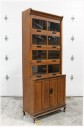 Cabinet, Wood, HUTCH, BARRISTER / LAWYER'S STYLE GLASS PANED UPPER CABINETS (4) W/SLIDE IN DOORS, 2 DOOR LOWER CUPBOARD, CURVED FEET, WOOD, BROWN