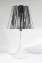 Lighting, Lamp, MODERN, LINED METALLIC SHADE, TRANSPARENT FLARED BASE, W/DIMMER - Shade Is Included & Specific To This Lamp, METAL, SILVER
