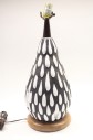 Lighting, Lamp, VINTAGE, MID CENTURY POTTERY LAMP IN THE STYLE OF CHALVIGNAC, DROP SHAPE W/WHITE RAISED DROP SHAPES ON SURFACE, CHIPPED / AGED, CERAMIC, BLACK