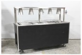 Counter, Misc, BUFFET / CAFETERIA SERVING COUNTER, 5 CONICAL HEAT LAMPS, STAINLESS TRAY SHELF ON ONE SIDE, STAINLESS STEEL, BLACK