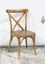 Chair, Stackable, SIDE, CROSSBACK, X-BACK, VINEYARD HARVEST OR FARMHOUSE STYLE, ANTIQUE RUSTIC LOOK, BENTWOOD SUPPORTS, NO CUSHION, WOOD, BROWN