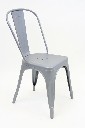 Chair, Cafe, "TOLIX MODEL A" STYLE MOLDED STEEL, ARMLESS, STACKABLE, METAL, GREY