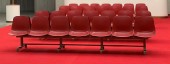 Bench, Seats, 7 RED TANDEM ARMLESS MOLDED SEATS EACH SIDE, 4 SETS OF LEGS W/METALLIC FINISH, METAL, RED