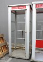 Phone, Booth, FULL SIZE 7FT OUTDOOR PUBLIC / STREET FREESTANDING TELEPHONE BOOTH, RED SKIRT / PANEL & SIGNAGE, CIRCA 1960 - Phones Rent Separately, METAL, GREY