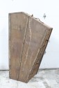 Music, Case, ANTIQUE HARP CRATE, "FRAGILE," "HARP," MUSICAL INSTRUMENT STORAGE, ASYMMETRICAL, RUSTY METAL TRIM, VERY AGED/DISTRESSED, WOOD, BROWN