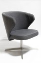 Chair, Armchair, MODERN, OCCASIONAL, SWIVELS, CURVED BACK, TWEED DARK GREY SEAT, BRUSHED "X" BASE, FABRIC, GREY