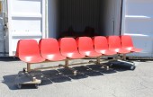 Bench, Seats, 7 RED TANDEM ARMLESS MOLDED SEATS EACH SIDE, 4 SETS OF LEGS W/METALLIC FINISH, METAL, RED