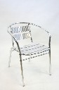 Chair, Cafe, CURVED BACK, ALUMINUM 3-SLAT SEAT, W/ARMS, STACKABLE, ALUMINUM, SILVER