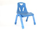 Chair, Child's, SMALL, KID SIZE, PLASTIC SEAT, METAL LEGS, SCHOOL/DAYCARE ETC., STACKABLE, PLASTIC, BLUE