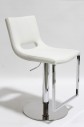 Stool, Backrest, MODERN, ADJUSTABLE, HYDRAULIC, PLAIN SEAT W/CUTOUT, CONNECTED BAR FOOT REST, SWIVELS, ROUND BASE, LEATHERETTE, WHITE