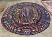 Rug, Coil, 7FT x 9FT, OVAL, HAND BRAIDED, FABRIC, MULTI-COLORED