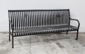 Bench, Misc, PUBLIC / MUNICIPAL PARK BENCH, FLAT WELDED SLAT CONSTRUCTION W/ARMS - Condition May Not Be Identical To Photo, These Benches May Be Professionally Painted Black Or Silver / Grey, IRON, BLACK