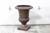 Garden, Planter, ANTIQUE FRENCH URN STYLE, FLARED RIM, ROUND TOP, SQUARE BASE , CLAYFIBRE, BROWN