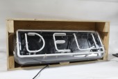 Neon, Miscellaneous, CLEARABLE, "DELI," PINK LETTERS, GREEN BORDER, CLEAR PLASTIC CASE, PINK