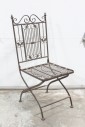 Chair, Folding, ORNATE W/LEAVES, OUTDOOR/CAFE/GARDEN, METAL, BROWN