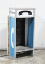 Phone, Payphone, OUTDOOR, PARTIAL BOOTH / SURROUND W/BLUE PLEXI SIDES, STAINLESS LOWER SHELF, WALL OR PEDESTAL MOUNT, PUBLIC, CIRCA 1980 - Phones Rent Separately, METAL, BLUE