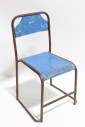 Chair, Misc, VINTAGE, BLUE SEAT & BACK, TUBULAR RUSTY FRAME W/CONNECTED LEGS, METAL, BLUE