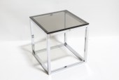 Table, Side, SQUARE / CUBE, SMOKED GLASS TOP (NOT ATTACHED), MODERN, GLASS, SILVER