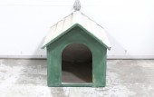 Pets, Miscellaneous, DOG HOUSE, GREEN SIDES, GREY WOOF, AGED - See Photos For Scale, METAL, GREEN