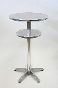 Table, Cafe, PUB / COUNTER / BISTRO HEIGHT, 2-TIER W/BRUSHED FINISH, SWIRL PATTERN ON TOP, ALUMINUM, SILVER